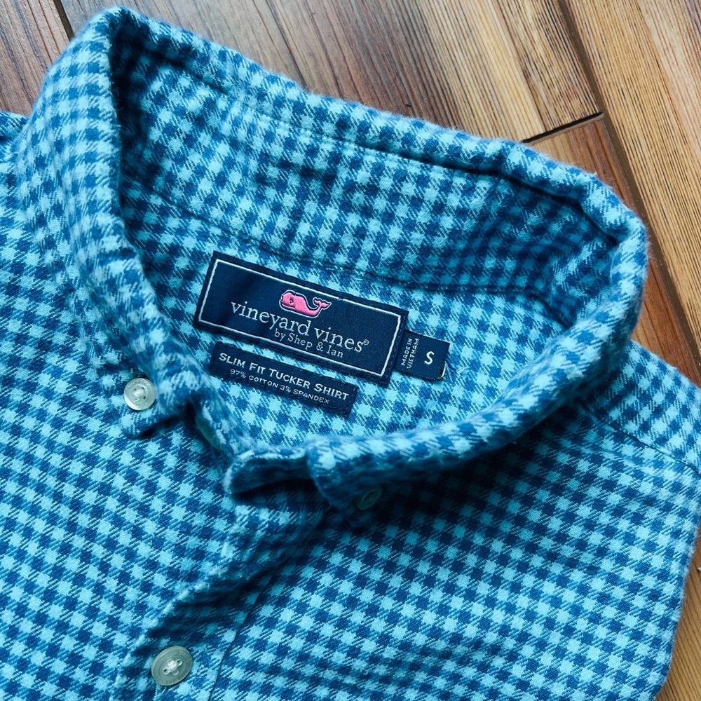 Vineyard Vines Men's Teal Gingham Button Down Shirt